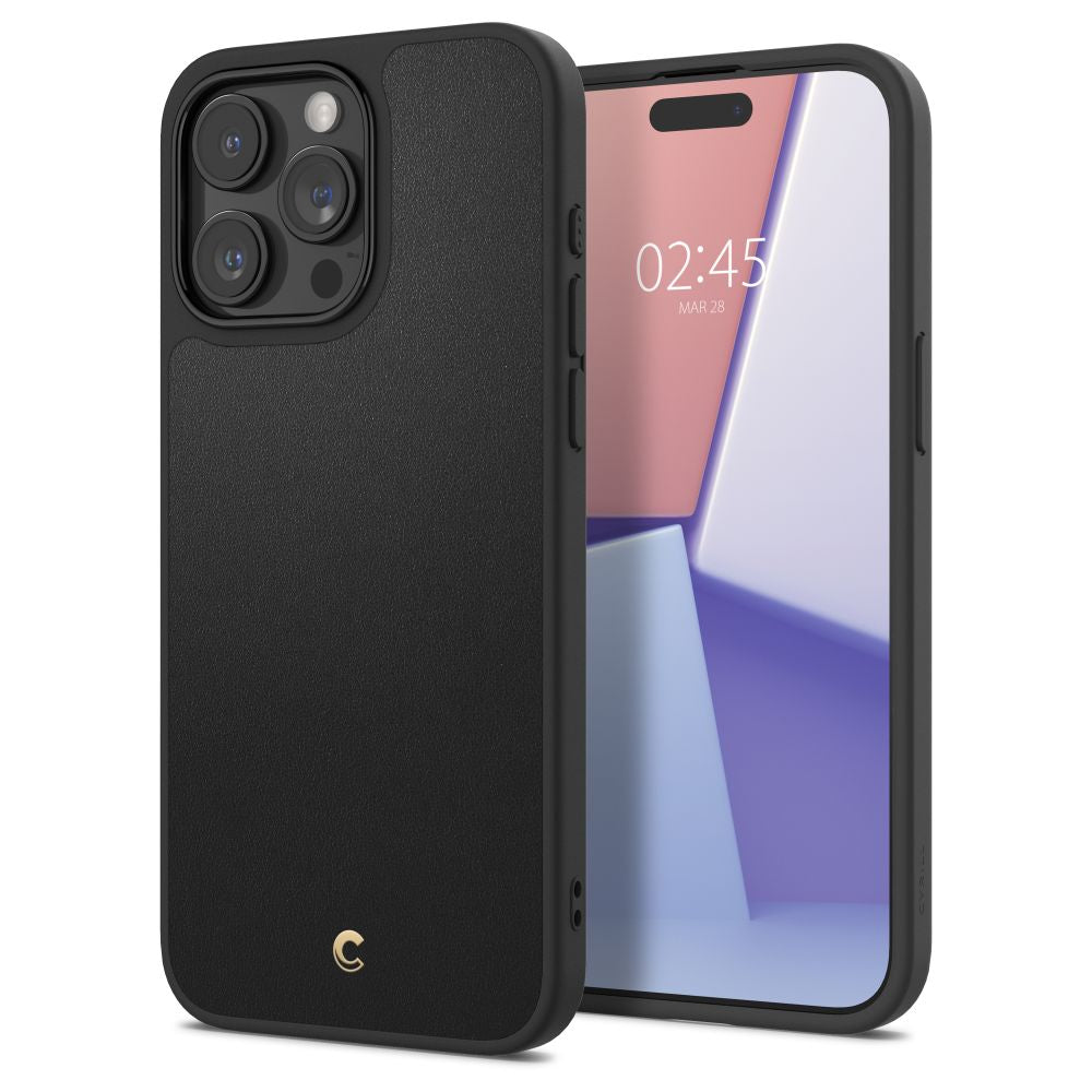 Spigen Cyrill iPhone 15 Pro Kajuk Mag Θήκη με Επένδυση Συνθετικού Δέρματος και MagSafe - Black