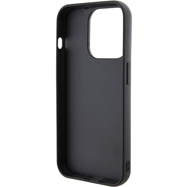 Karl Lagerfeld iPhone 15 Pro - Glitter Ikonik Logo Metal Logo Σκληρή Θήκη με Πλαίσιο Σιλικόνης - Black - KLHCP15LGKNPSK