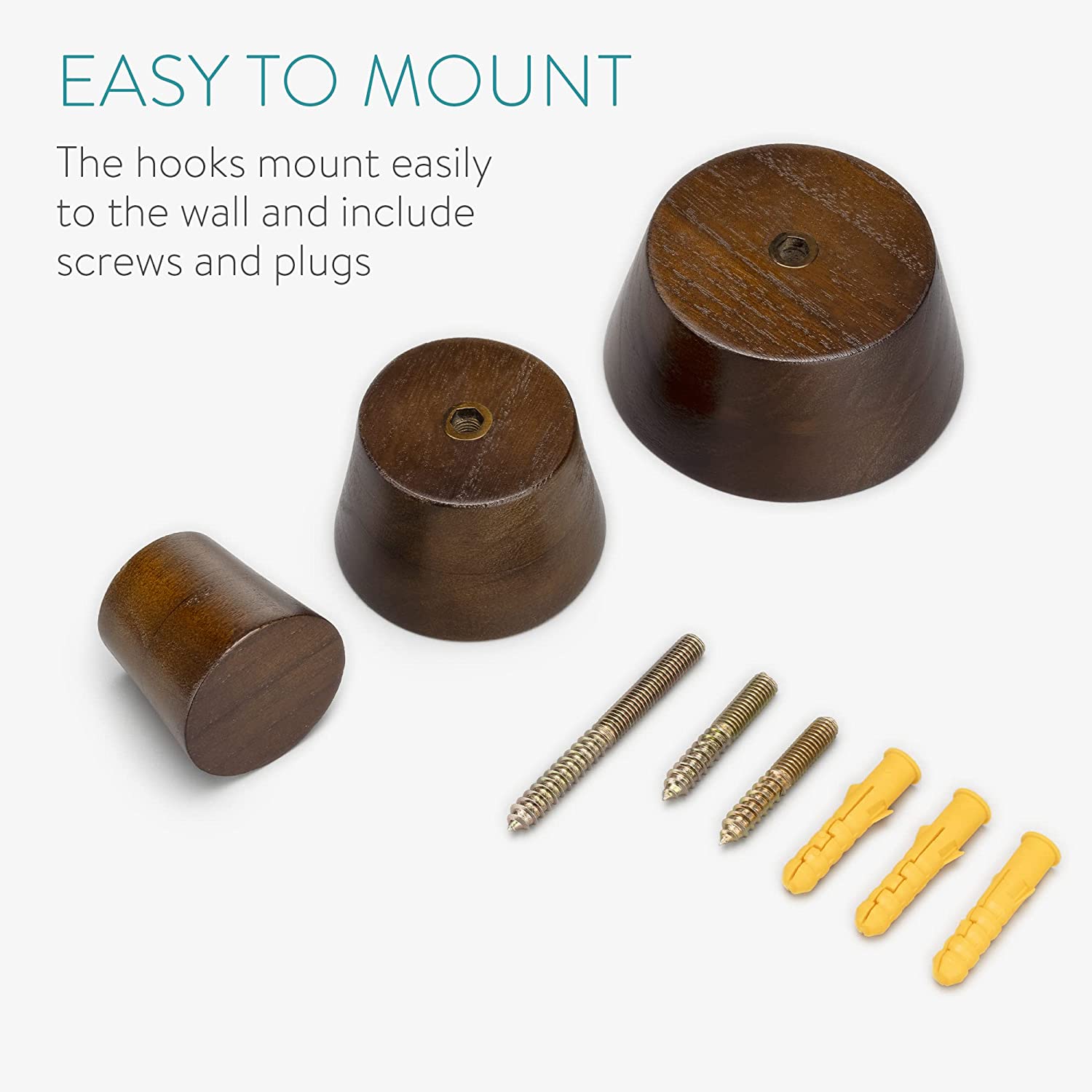 Navaris Σετ με 3 Ξύλινες Κρεμάστρες Τοίχου - Brown - 55778.01