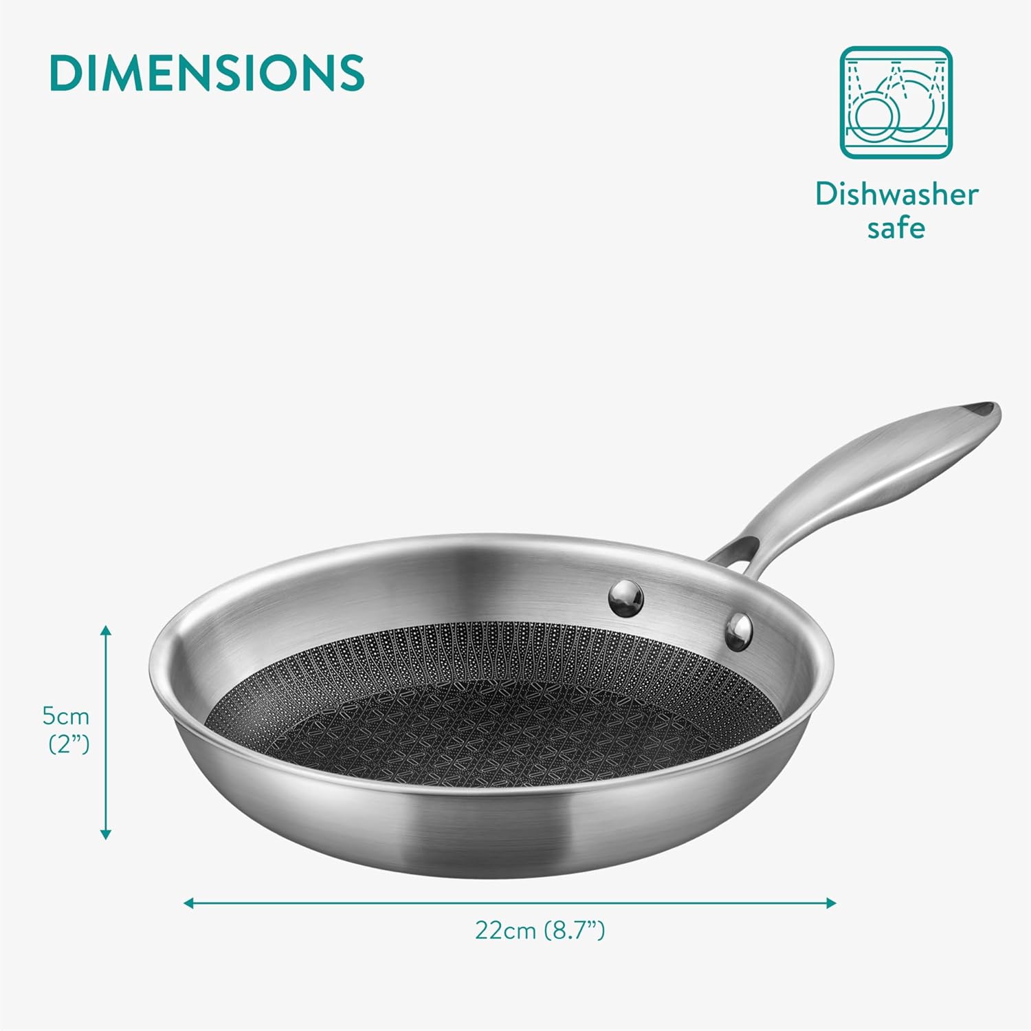 Navaris Ανοξείδωτο Τηγάνι - 22 cm - Silver