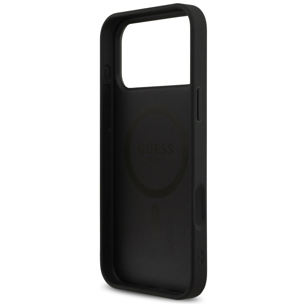 Guess iPhone 17 Pro Max - 4G Printed Stripes MagSafe - Θήκη με Επένδυση Συνθετικού Δέρματος - Black - GUHMP17XP4RPSK
