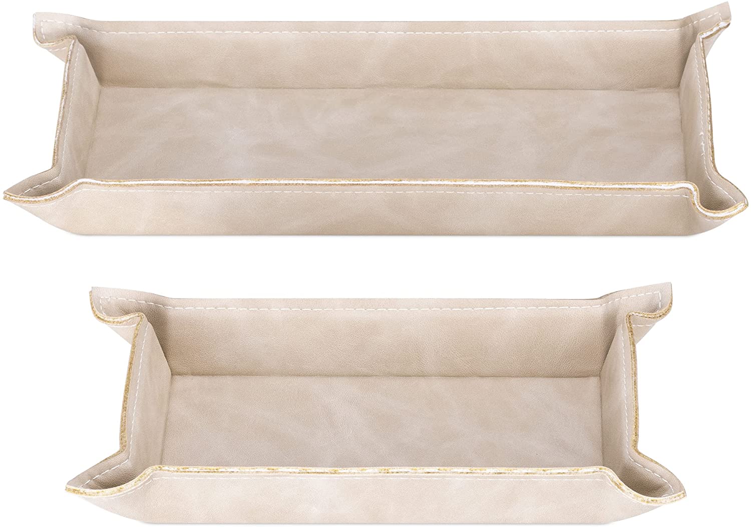 Navaris Σετ με 2 Δίσκους Αποθήκευσης από Δερματίνη - Beige - 53480.02.11