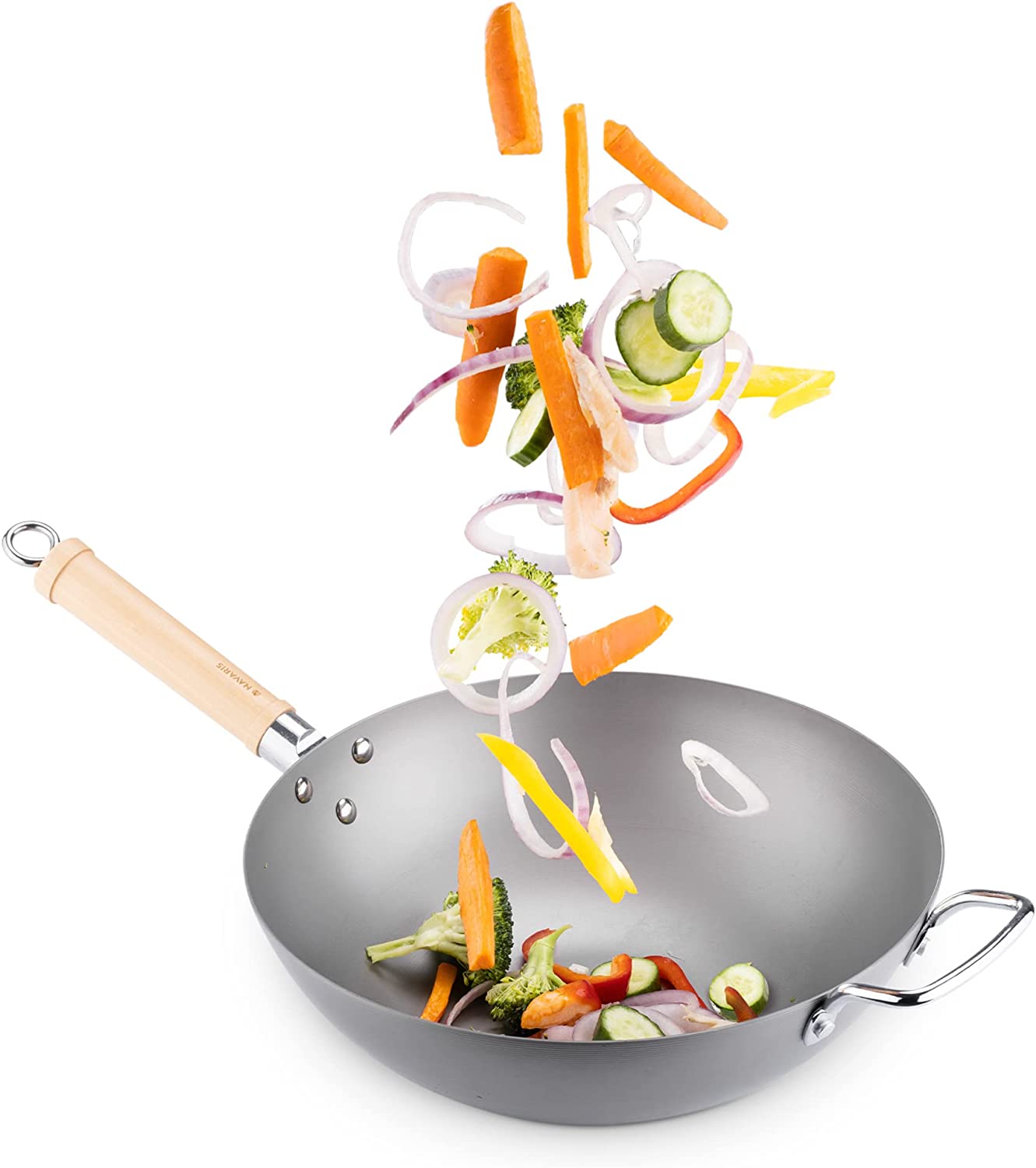 Navaris Τηγάνι Wok για Όλες τις κουζίνες - 30cm - Grey - 58082.01