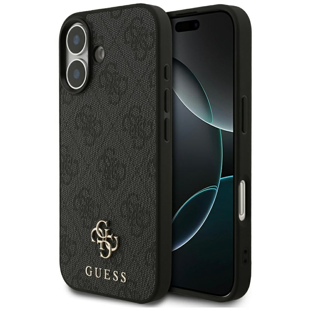 Guess iPhone 17 - 4G Small Classic Logo MagSafe - Σκληρή Θήκη με Πλαίσιο Σιλικόνης και Επένδυση Συνθετικού Δέρματος - Black - GUHMP17SP4SM4MK