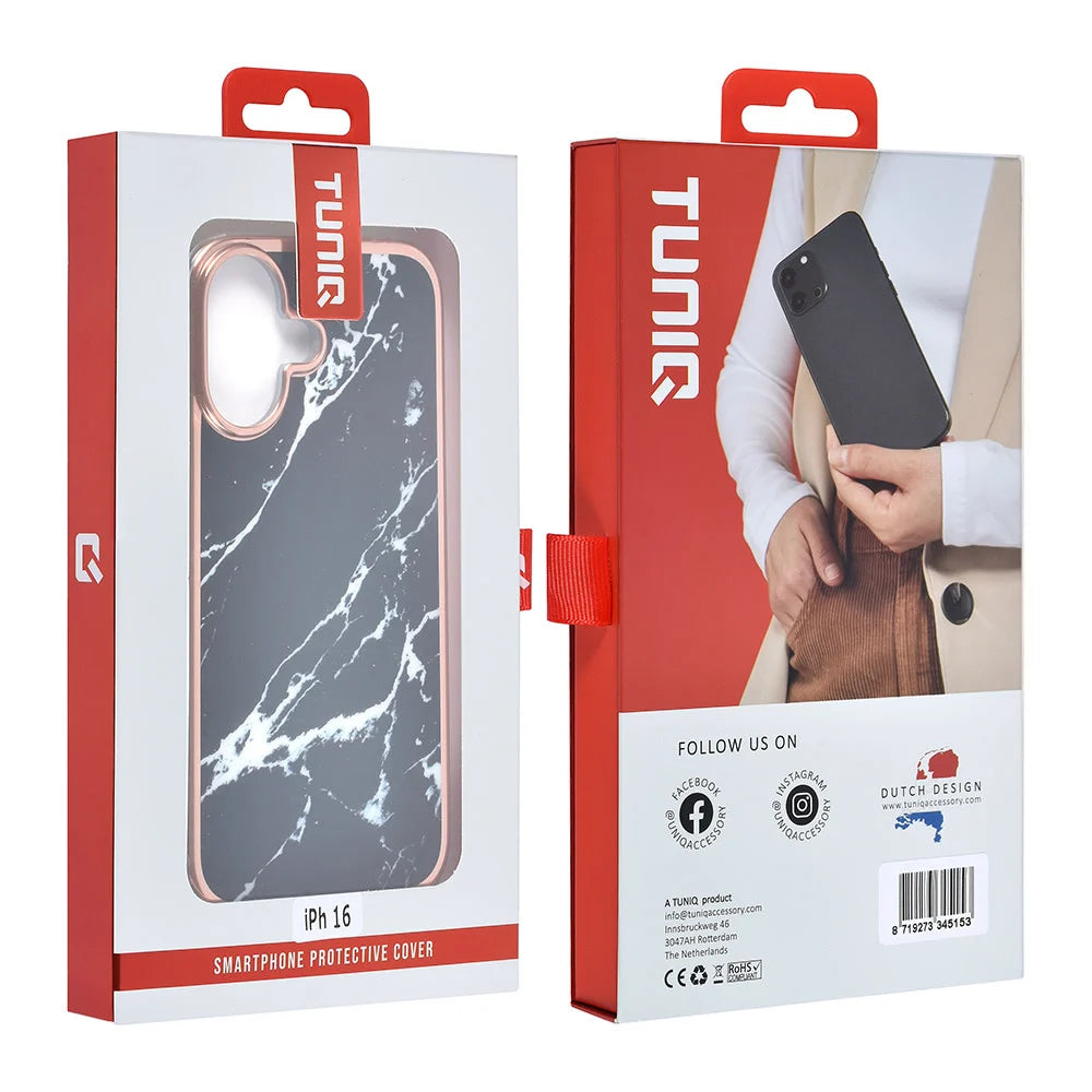 Tuniq iPhone 16 Silicone Θήκη Σιλικόνης - Marble / Black