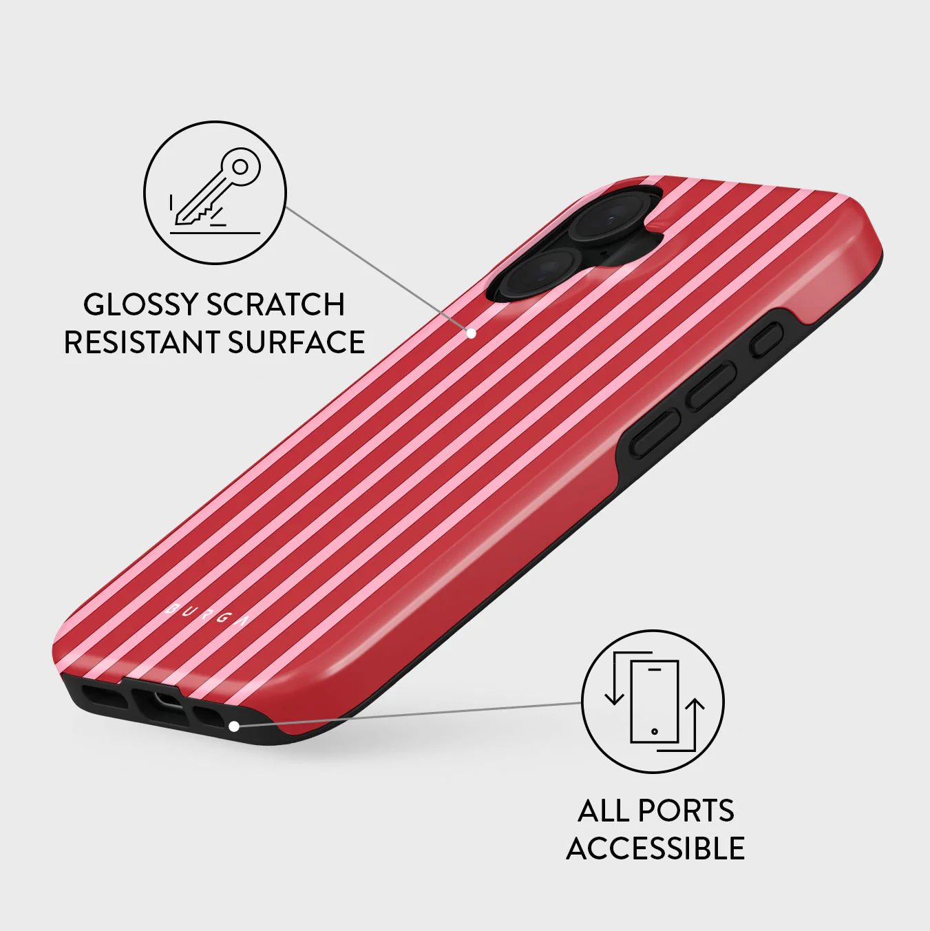 Burga iPhone 16 Fashion Tough MagSafe Σκληρή Θήκη με MagSafe - Strawberry Jam