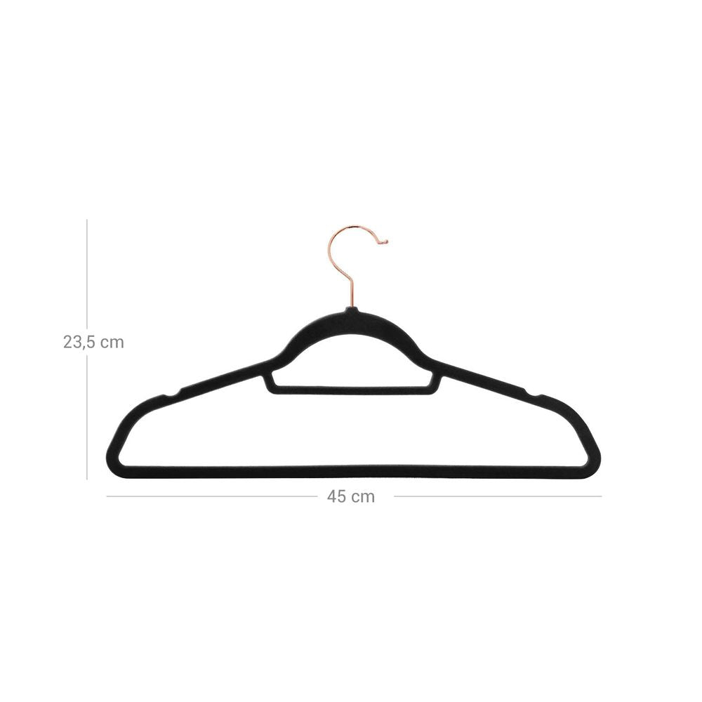 Songmics Σετ με 50 Βελούδινες Κρεμάστρες Ρούχων - Rose Gold / Black - CRF21BK50