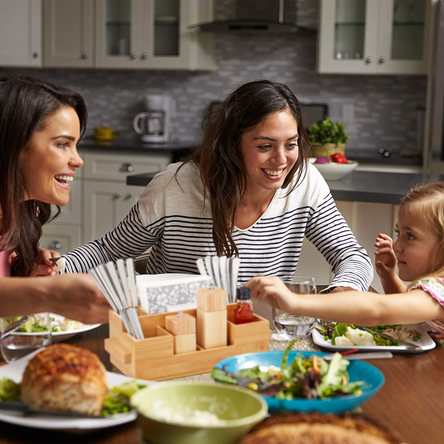 Relaxdays Θήκη για Mαχαιροπήρουνα από Mπαμπού με Xώρο για Xαρτοπετσέτας - Natural - 4052025259532