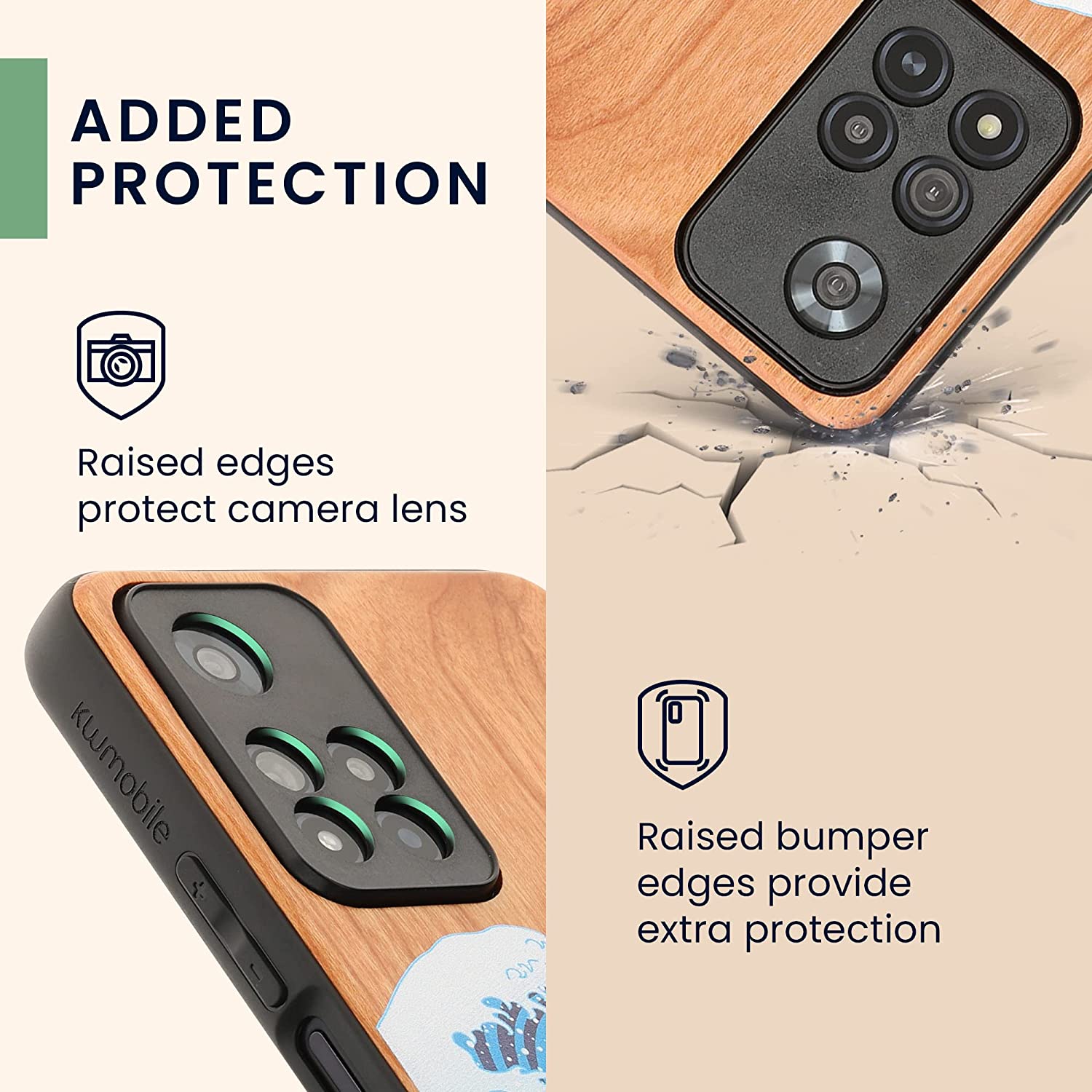 KW Xiaomi Redmi Note 11 Pro+ 5G Θήκη από Φυσικό Ξύλο - Design Japanese Wave - Blue / White / Brown - 58100.03