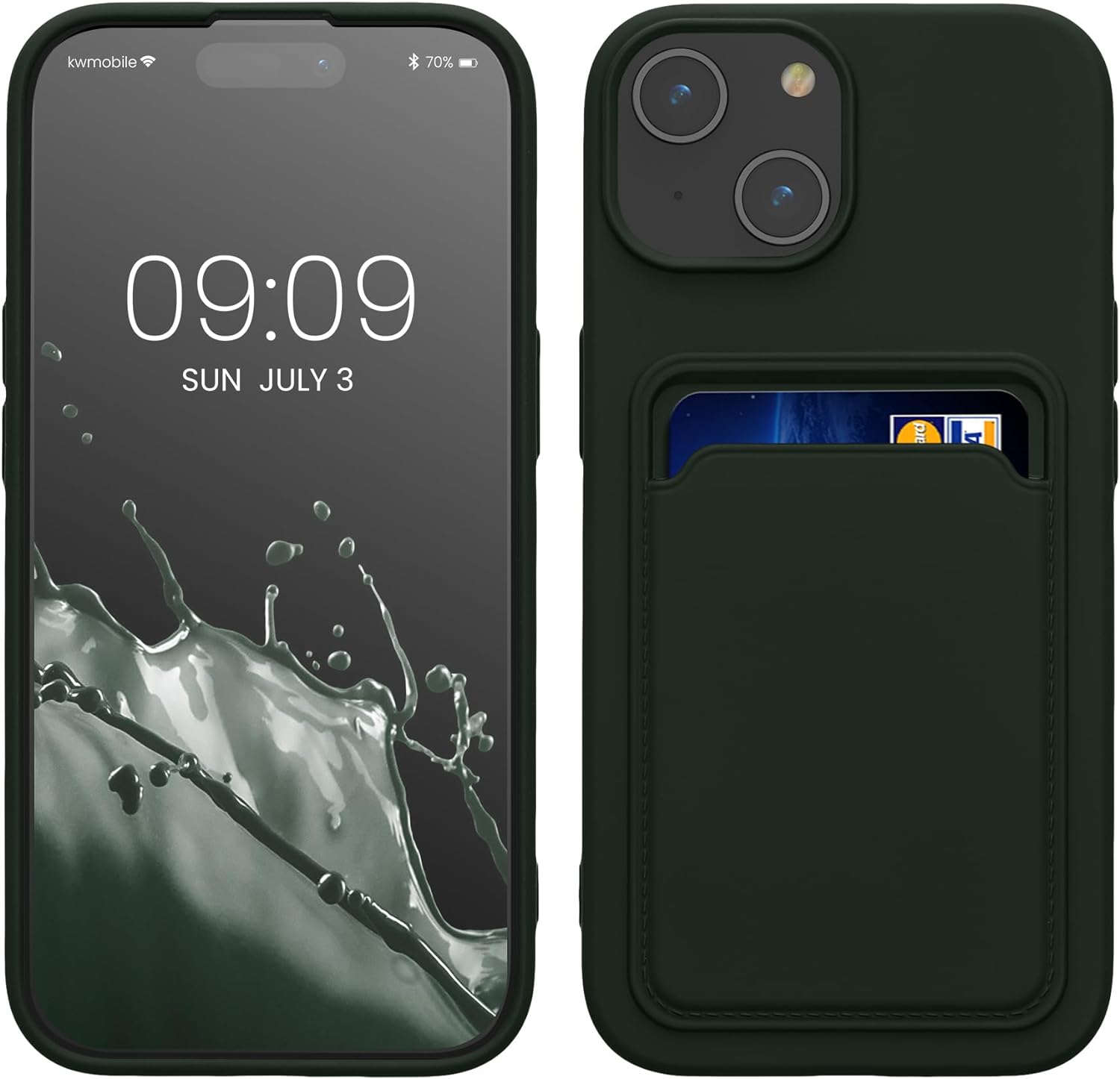 KW iPhone 15 Θήκη Σιλικόνης TPU με Υποδοχή για Κάρτα - Dark Green