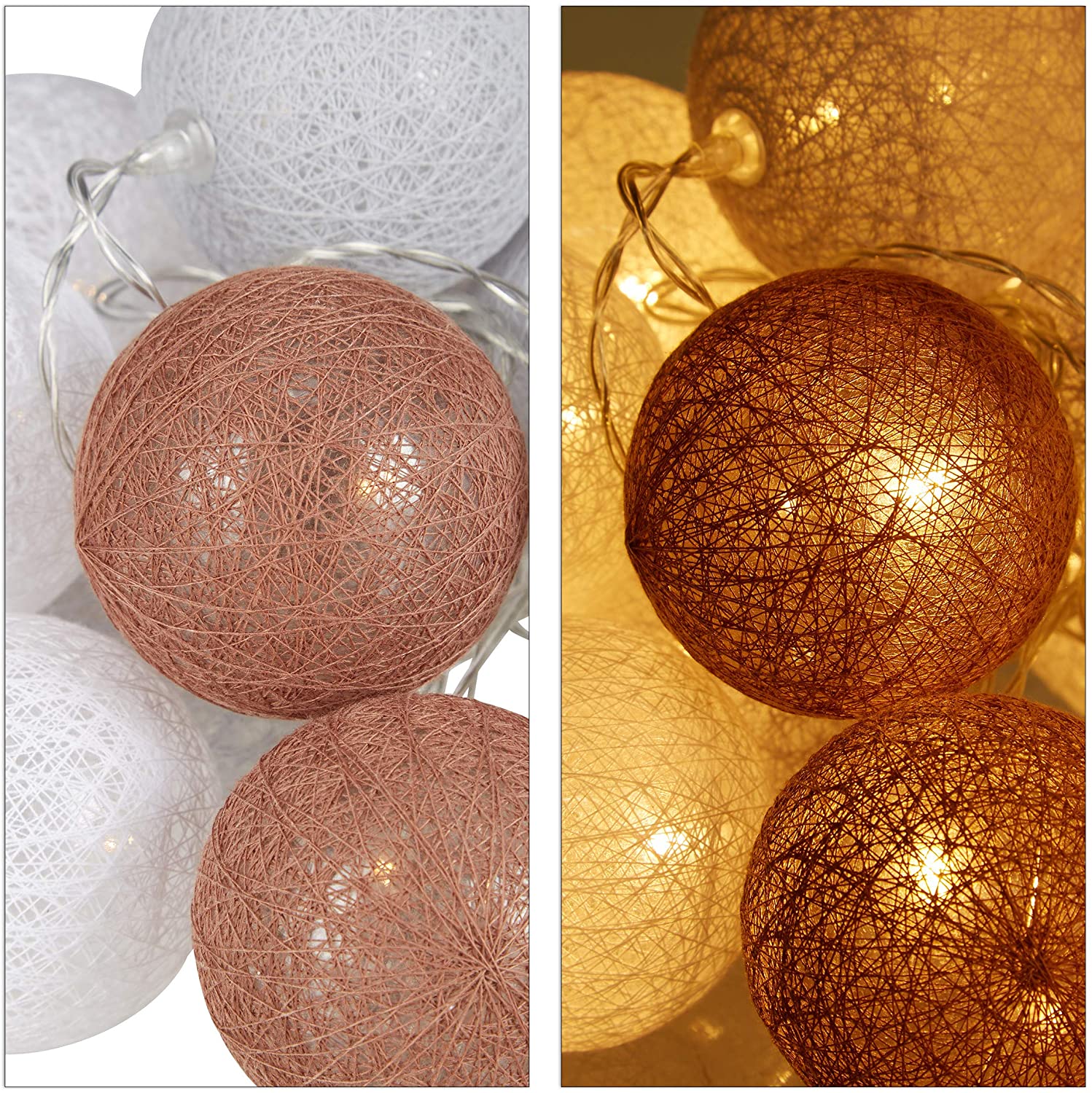 Relaxdays Σετ με 20 Φωτάκια-Μπάλες με Φωτισμό LED - White / Gray / Brown - 4052025942861