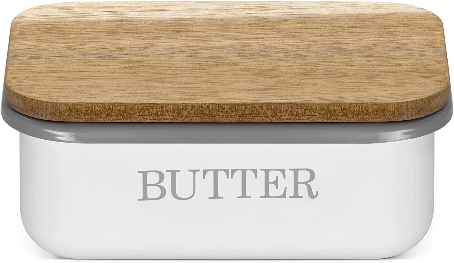 Navaris Δοχείο Αποθήκευσης Βουτύρου με Καπάκι - White / Bamboo - 49985.02