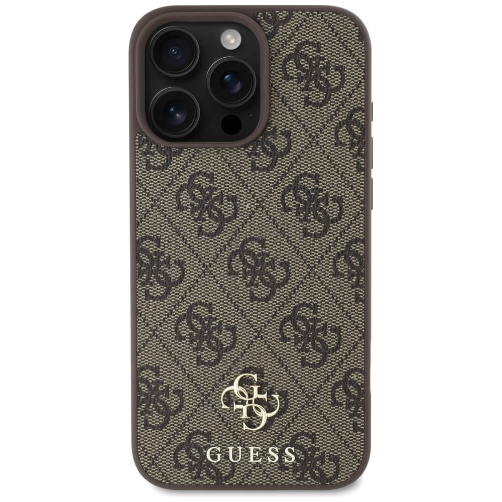 Guess iPhone 16 Pro - HC PU 4G Small 4G and Classic - MagSafe Σκληρή Θήκη με Επένδυση από Οικολογικό Δέρμα - Brown - GUHMP16LP4SM4MW