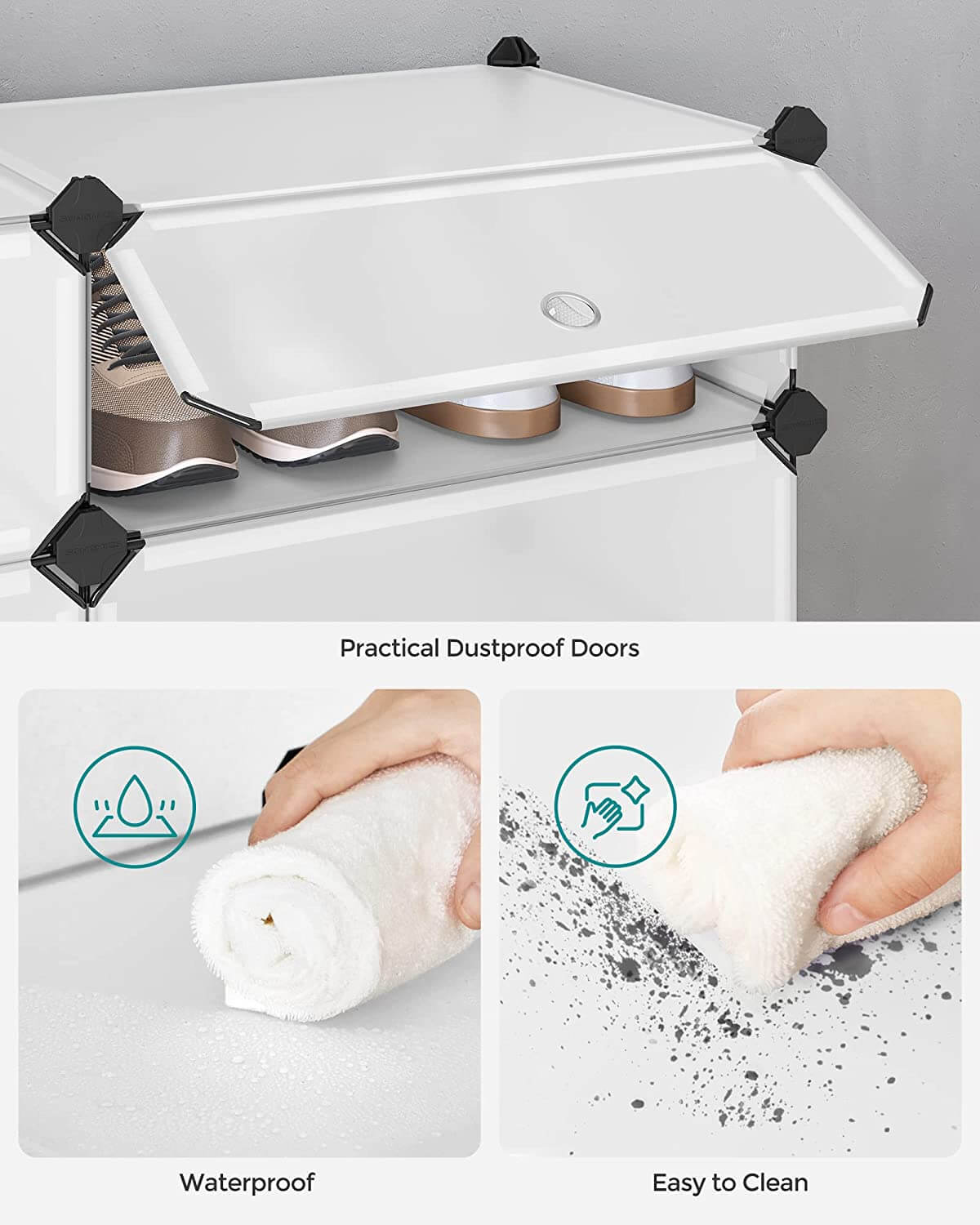 Songmics Πλαστική Παπουτσοθήκη με 10 Ράφια - White - LPC10W