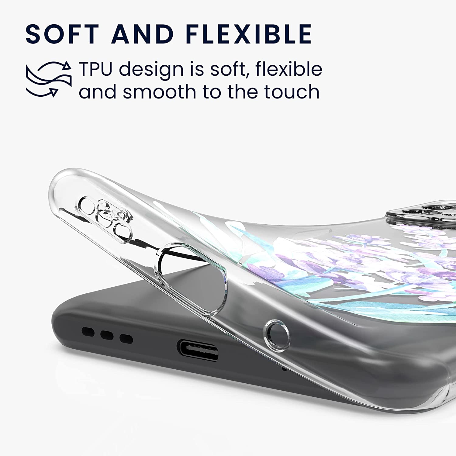 KW Xiaomi Redmi Note 10 5G / Poco M3 Pro 5G Θήκη Σιλικόνης TPU Design Lavender - Violet / Turquoise - Διάφανη - 54950.02