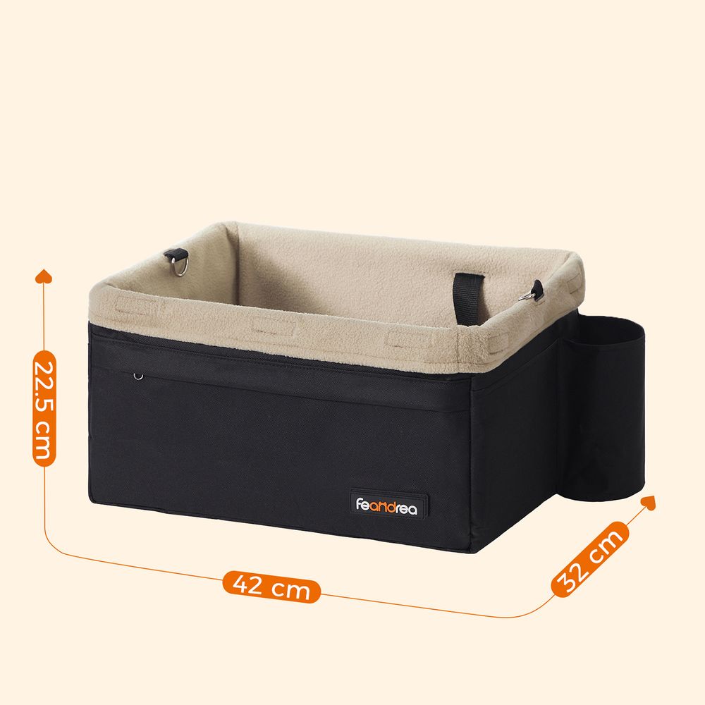 Feandrea Ανοιχτό Κάθισμα Αυτοκινήτου για Μικρόσωμους Σκύλους - Black / Beige - PBS042B01