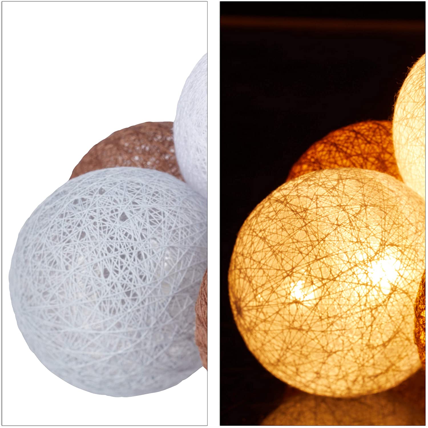 Relaxdays Σετ με 10 Φωτάκια-Μπάλες με Φωτισμό LED - White / Gray / Brown - 4052025942892