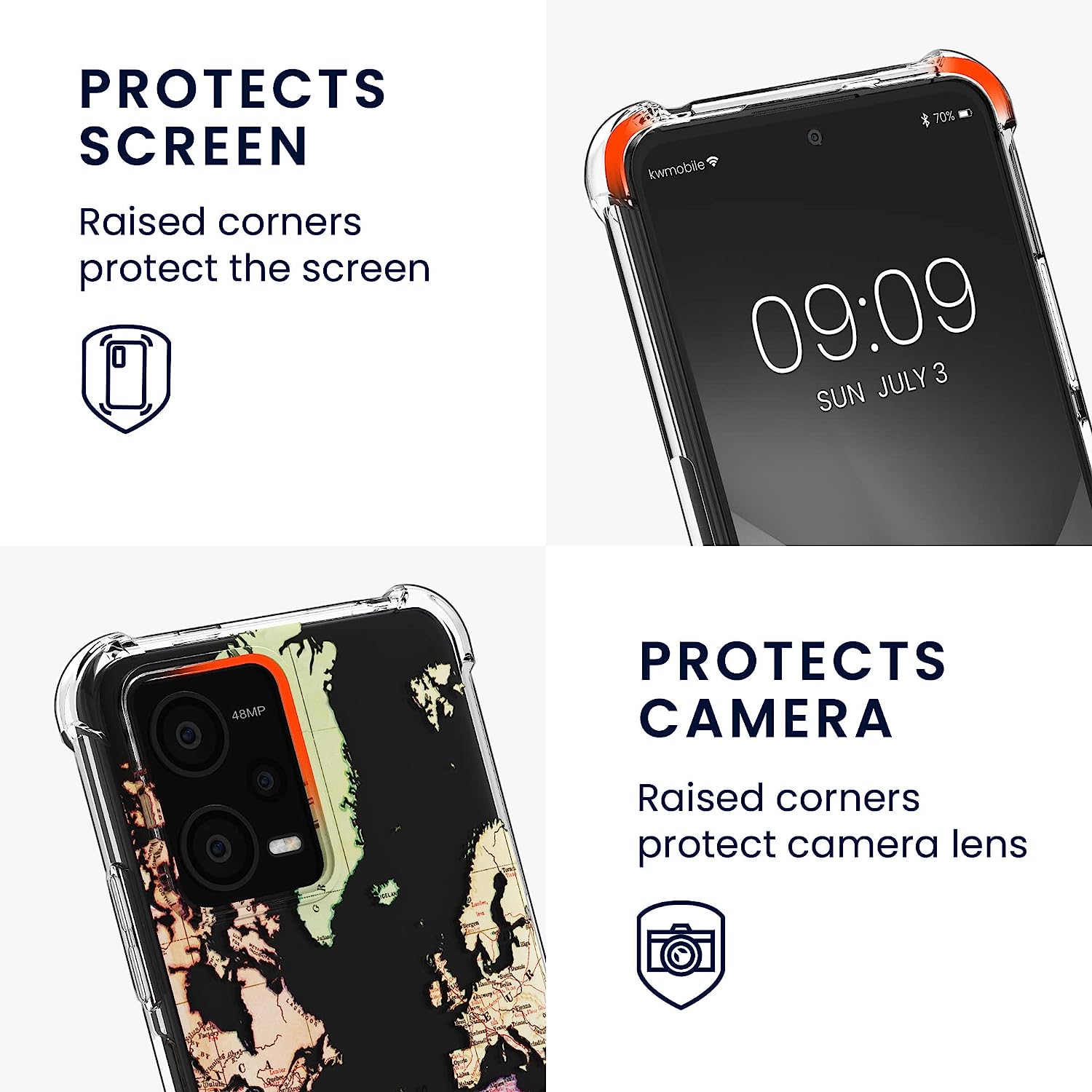 KW Xiaomi Redmi Note 12 5G / Xiaomi Poco X5 5G Θήκη Σιλικόνης TPU με Λουράκι - Design Travel - Black / Multicolor / Διάφανη - 60892.02