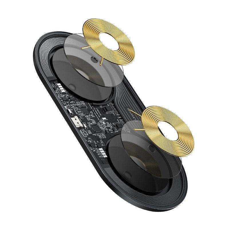 Baseus Simple 2in1 Wireless Charger for Smartphones - Ασύρματος Φορτιστής Qi Charge 15W - Μαύρο / Διάφανο - WXJK-A01