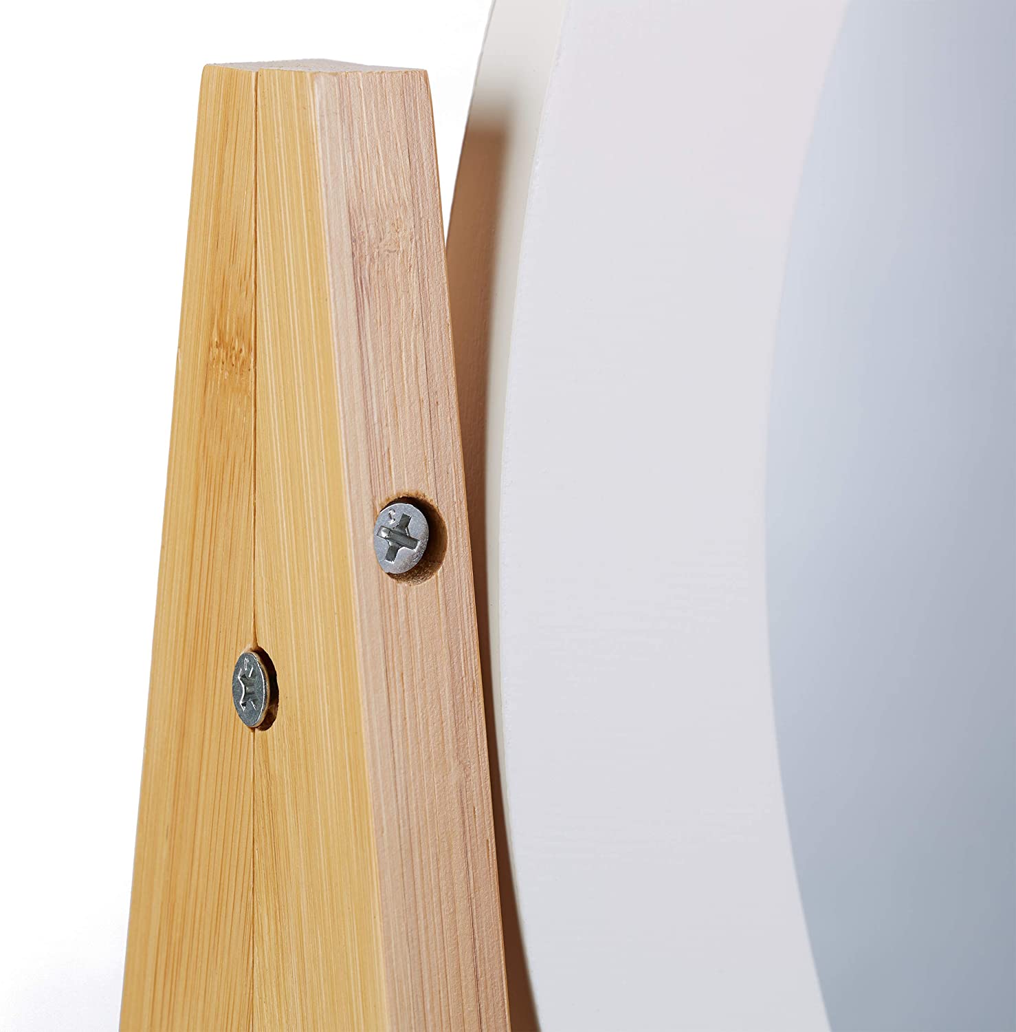 Relaxdays Περιστρεφόμενος Καθρέπτης Μακιγιάζ με Ράφι για Καλλυντικά από Μπαμπού - Natural / White - 4052025249779