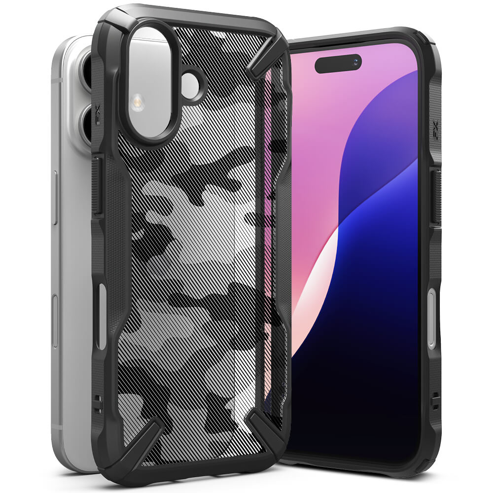 Ringke iPhone 16 Fusion X Σκληρή Θήκη με Πλαίσιο Σιλικόνης - Camo Black