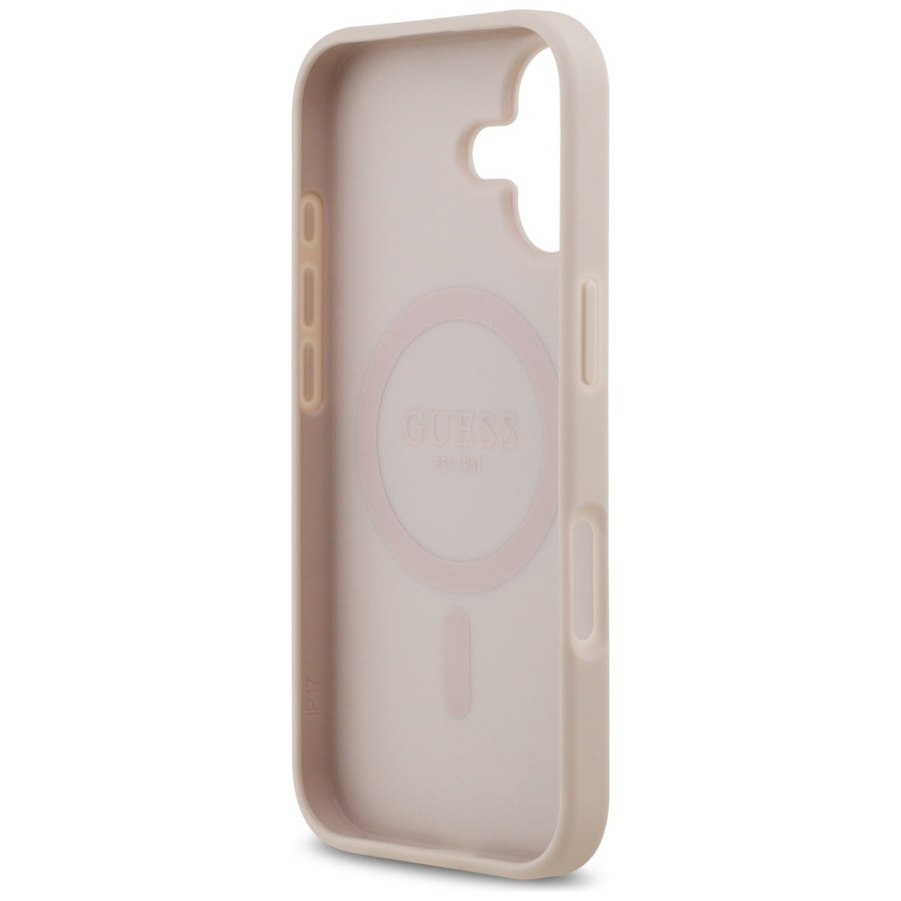 Guess iPhone 17 - 4G Circle Classic Logo MagSafe - Θήκη με Επένδυση Συνθετικού Δέρματος - Pink - GUHMP17SP4PGRSGP