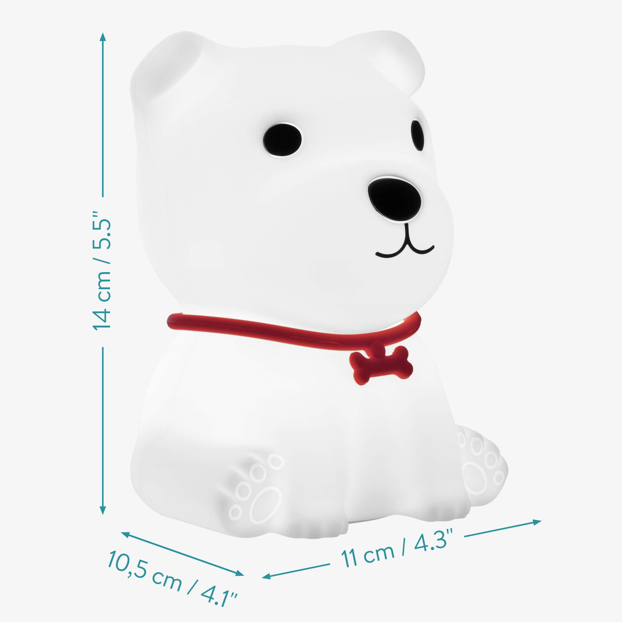 Navaris LED Night Light RGB - Παιδικό Νυχτερινό Φως με Αλλαγή Χρωμάτων - Design Sitting Dog - White / Red - 55003.02.01