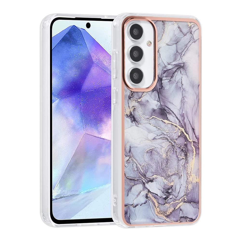 Tuniq Samsung Galaxy A55 5G - Σκληρή Θήκη με Πλαίσιο Σιλικόνης - Σχέδιο Μάρμαρο - Σκούρο Γκρί
