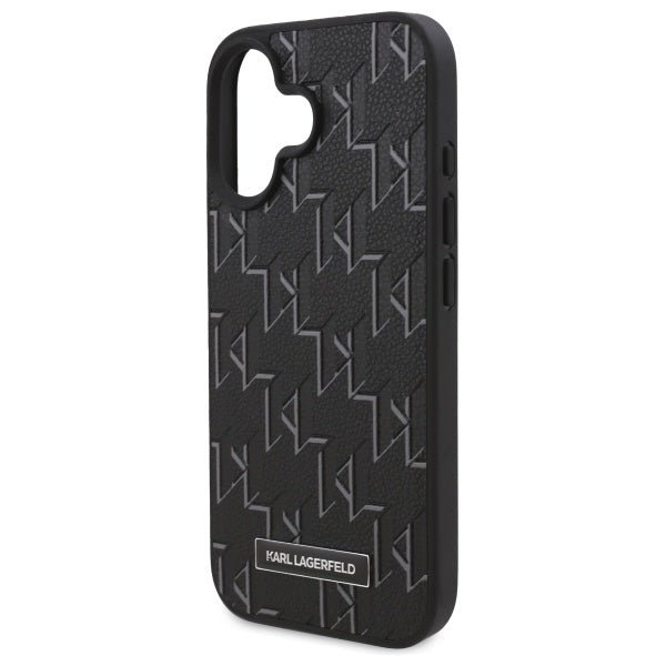 Karl Lagerfeld iPhone 16 Plus - Hot Stamp MagSafe Σκληρή Θήκη με Επένδυση Συνθετικού Δέρματος - Black - KLHMP16MPKHPORPK