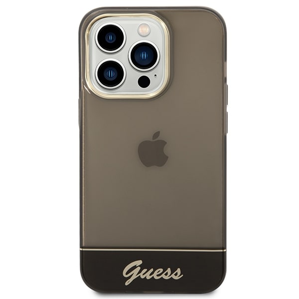 Guess iPhone 14 Pro Max Translucent Σκληρή Θήκη με Πλαίσιο Σιλικόνης - Black / Ημιδιάφανη - GUHCP14XHGCOK