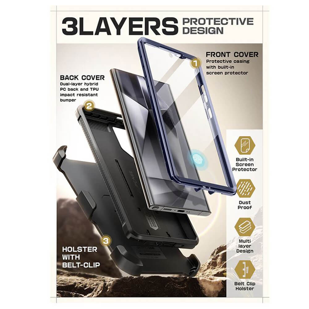 Supcase Samsung Galaxy S24 Ultra Unicorn Beetle Pro 2 Σκληρή Θήκη με Προστασία Οθόνης και Stand - Ruddy