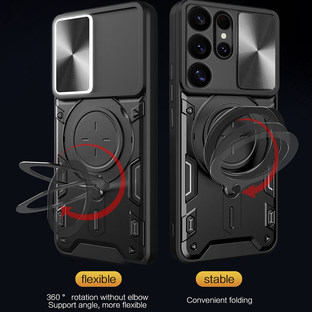 Techsuit Samsung Galaxy S25 Ultra - CamGuard Pro - Σκληρή Θήκη με Προστασία Καμερών και Δαχτυλίδι Συγκράτησης - Black