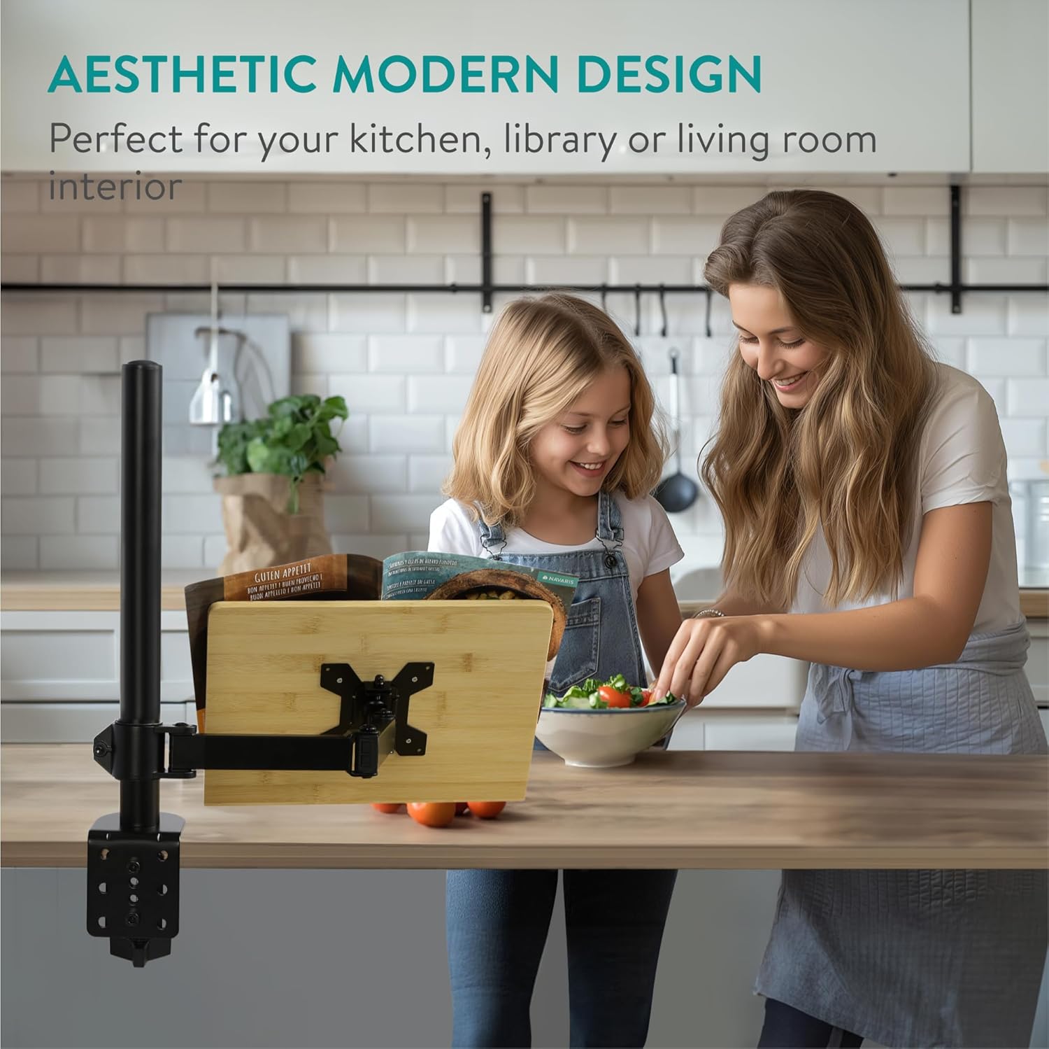 Navaris Βάση Στήριξης Βιβλίων και Τάμπλετ με Ρυθμιζόμενο Βραχίονα - Bamboo Brown