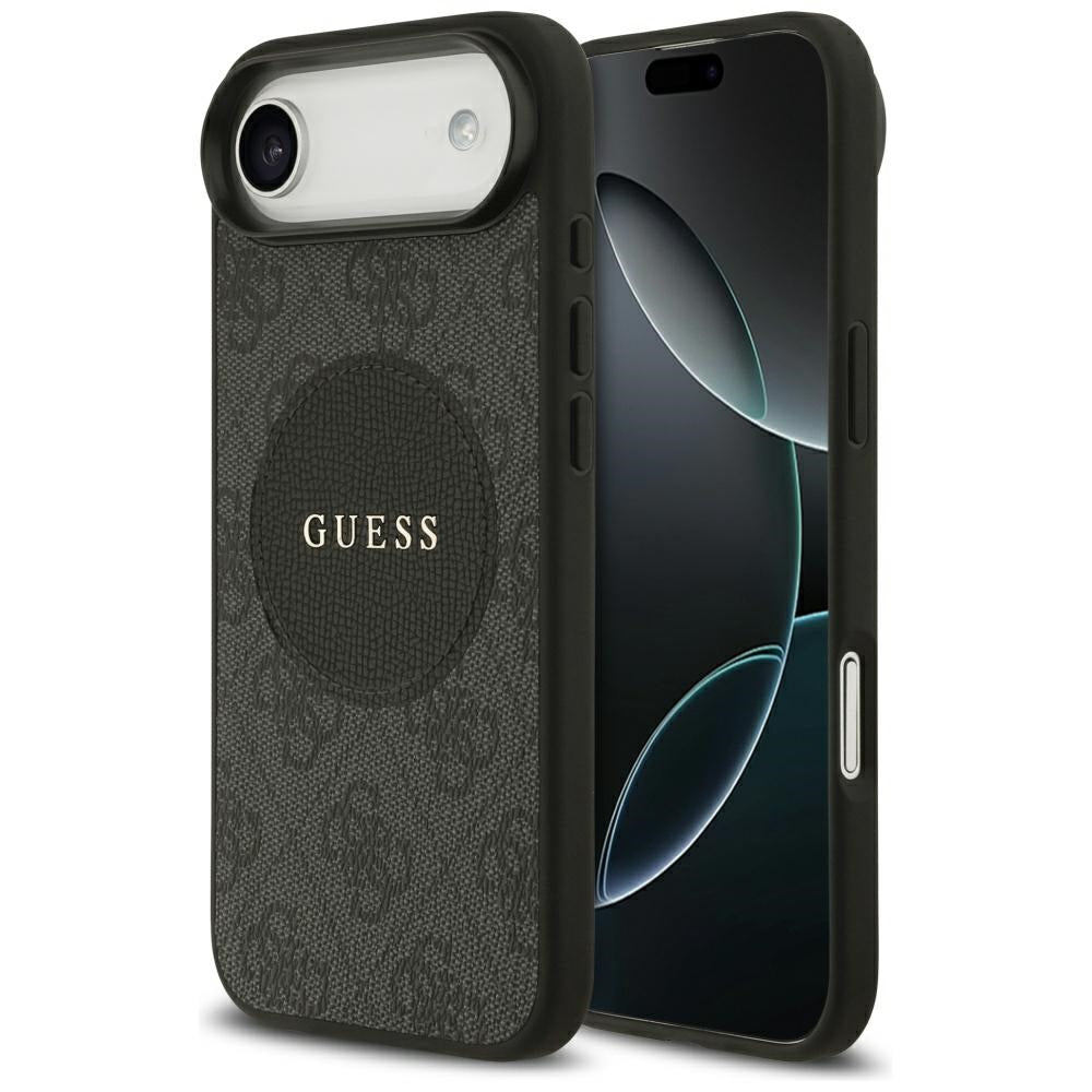 Guess iPhone Air - 4G Circle Classic Logo MagSafe - Θήκη με Επένδυση Συνθετικού Δέρματος - Black - GUHMP17MP4PGRSGK