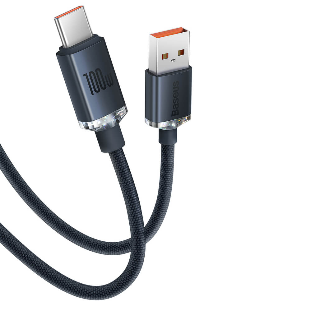 Baseus Crystal Shine Cable USB to Type C 100W - Καλώδιο Δεδομένων και Γρήγορης Φόρτισης 1.2M - Black - CAJY000401