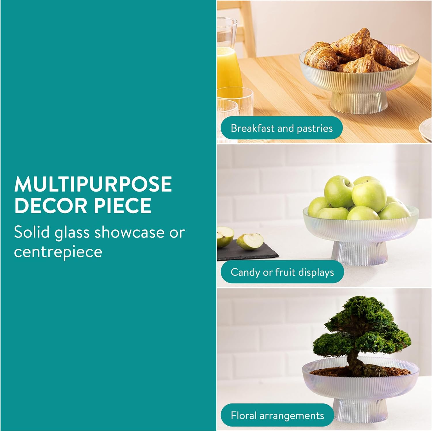 Navaris Γυάλινη Φρουτιέρα - Rainbow Clear - 58038.05