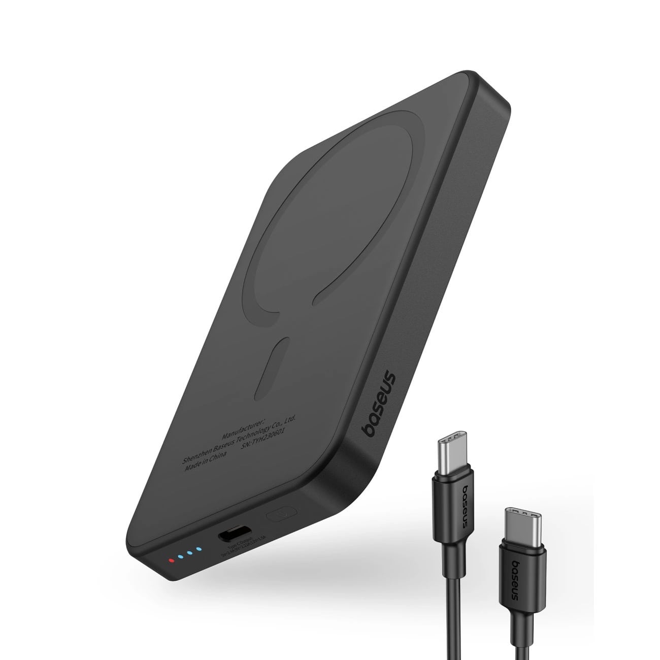 Baseus Magnetic Mini Ασύρματο MagSafe PowerBank 5000mAh 20W με Καλώδιο Type-C to Type-C - Black - P10022107113-00