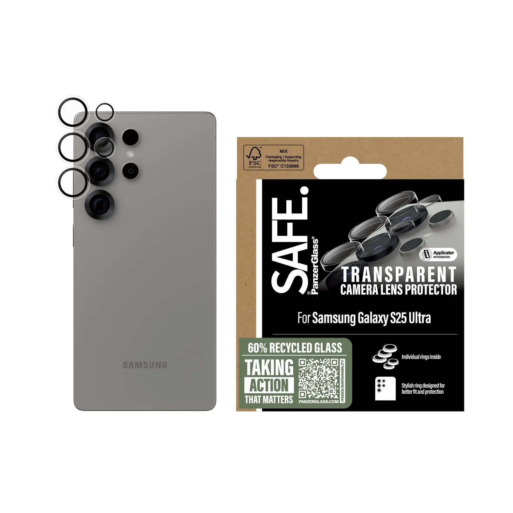 Safe by PanzerGlass Samsung Galaxy S25 Ultra Camera Lens Protector Αντιχαρακτικό Γυαλί για την Κάμερα - Διάφανο