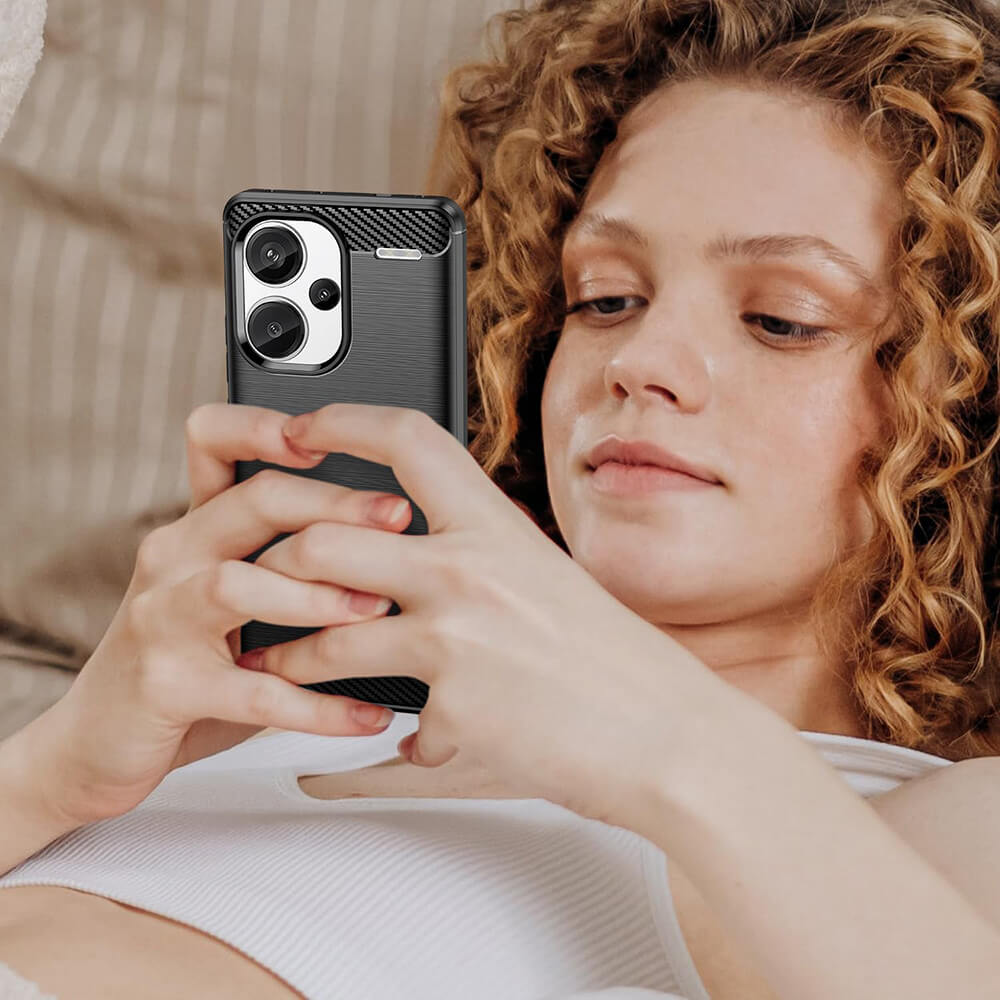 Techsuit Xiaomi Redmi Note 13 Pro+ 5G - Θήκη Σιλικόνης - Σχέδιο Carbon - Black - likebrands.gr