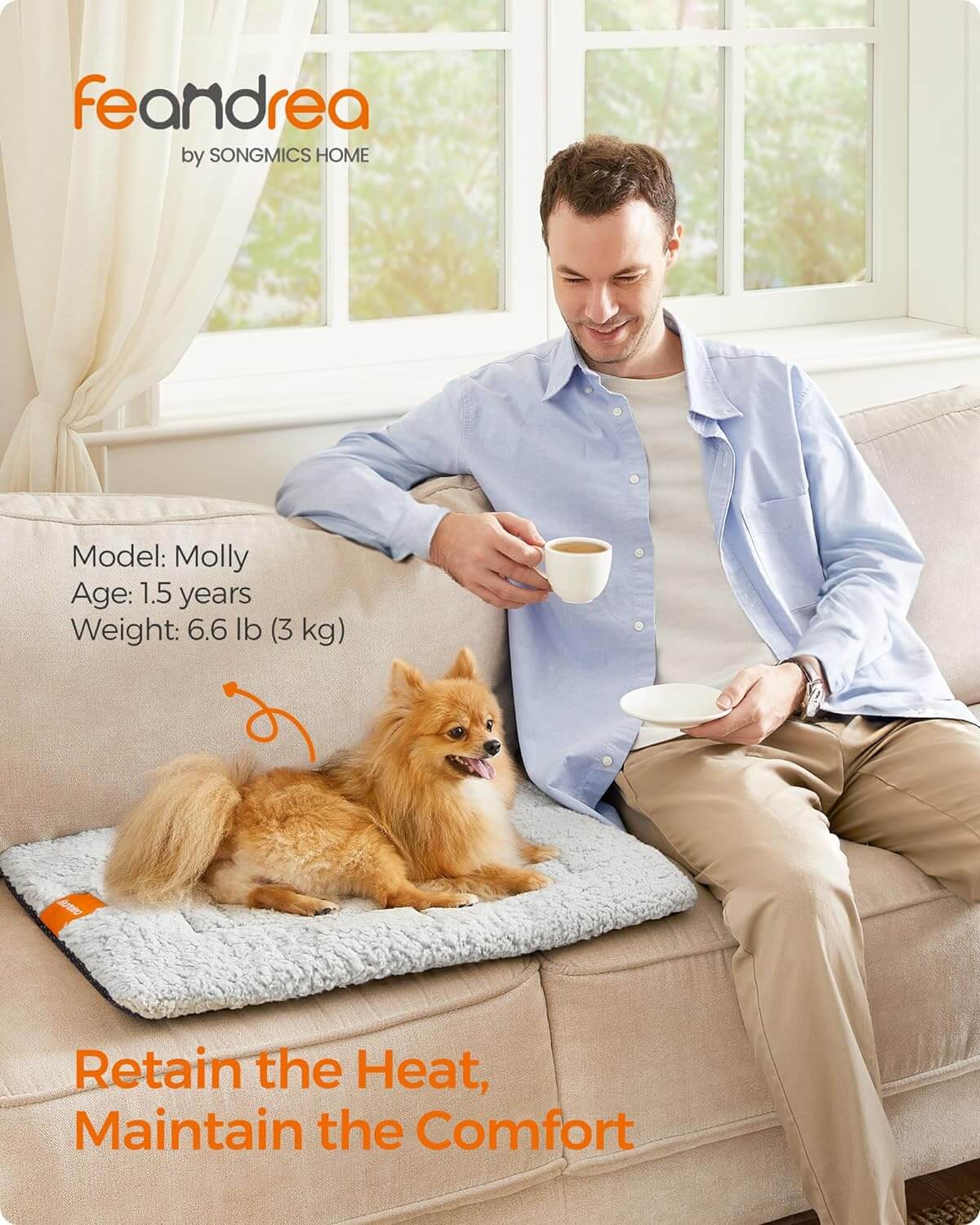 Feandrea Κουβέρτα / Κρεβάτι για Κατοικίδια - 60 x 45 cm - Dove Grey - PPB001G01