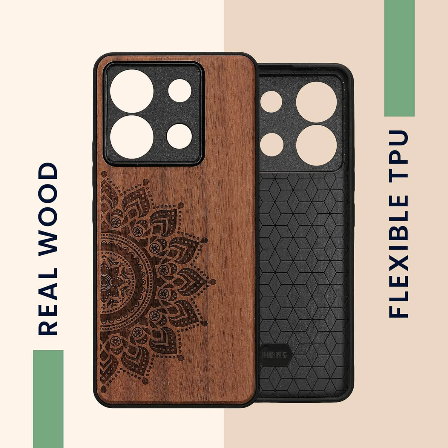 KW Xiaomi Redmi Note 13 Pro 5G / Poco X6 5G Θήκη από Φυσικό Ξύλο - Design Rising Sun - Dark Brown