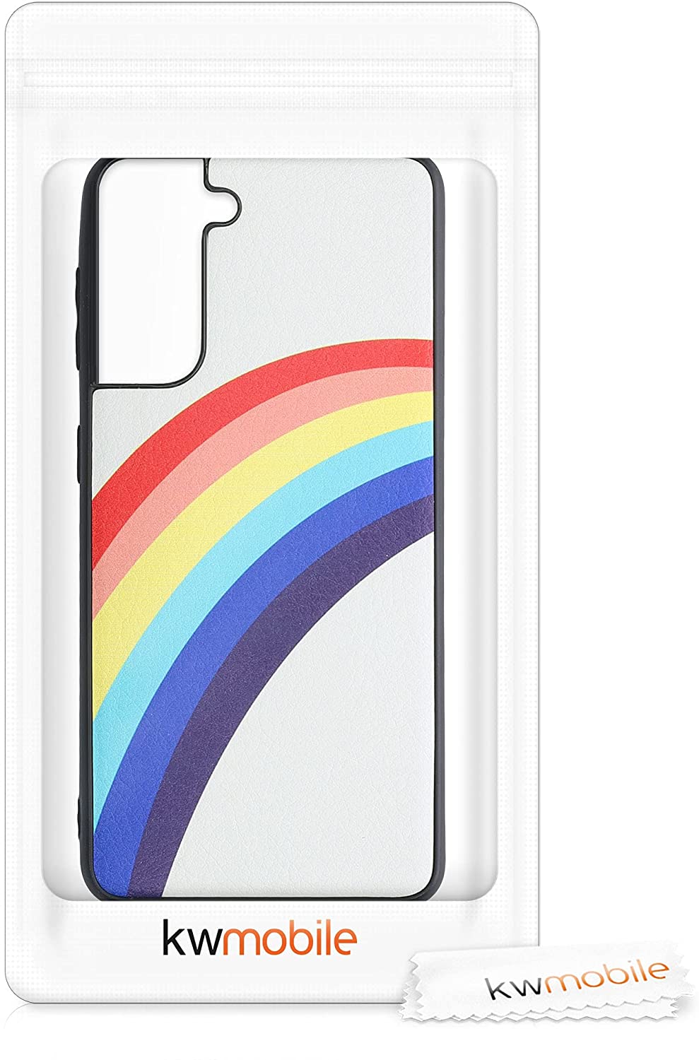 KW Samsung Galaxy S21 Θήκη Σιλικόνης με Φινίρισμα Συνθετικού Δέρματος - Design Rainbow - Multicolor / White - 54563.01