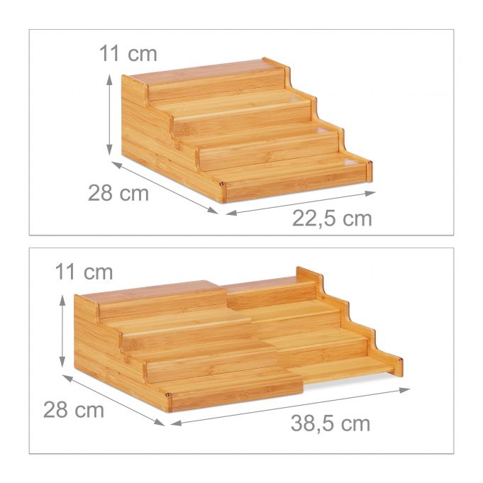Relaxdays Επεκτεινόμενη Βάση Μπαχαρικών από Μπαμπού - Natural - 4052025215729
