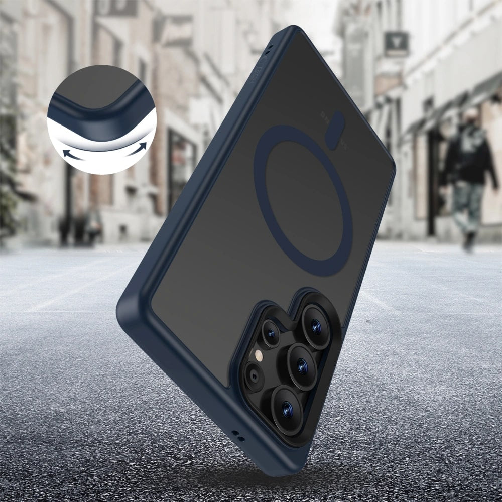 Tech-Protect Samsung Galaxy S25 Ultra MagMat Σκληρή Θήκη με Πλαίσιο Σιλικόνης και MagSafe - Matte Navy / Ημιδιάφανη