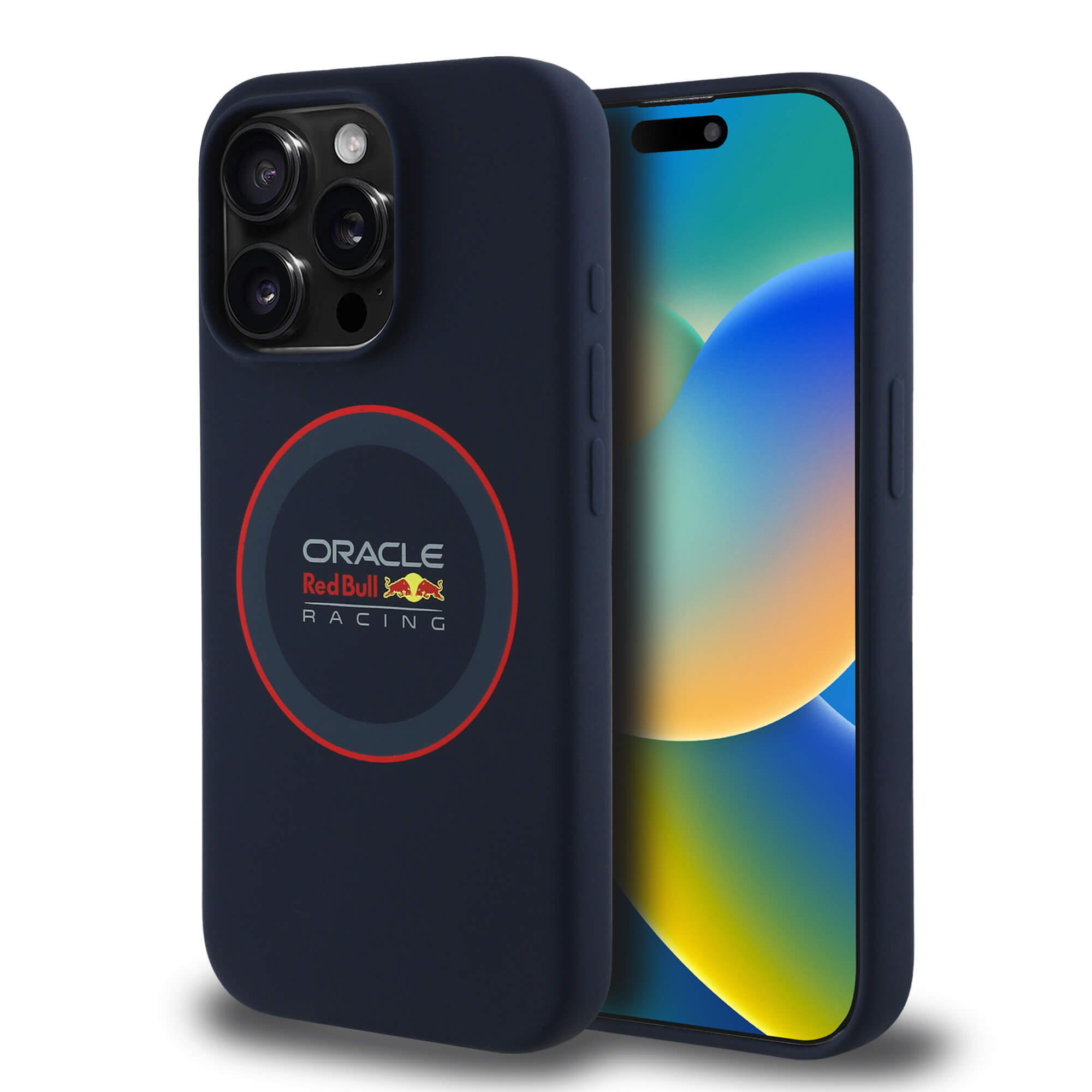 Red Bull iPhone 15 Pro Max - Silicone Red Ring - MagSafe Σκληρή Θήκη με Πλαίσιο Σιλικόνης - Navy - RBHMP15X24SIILVR