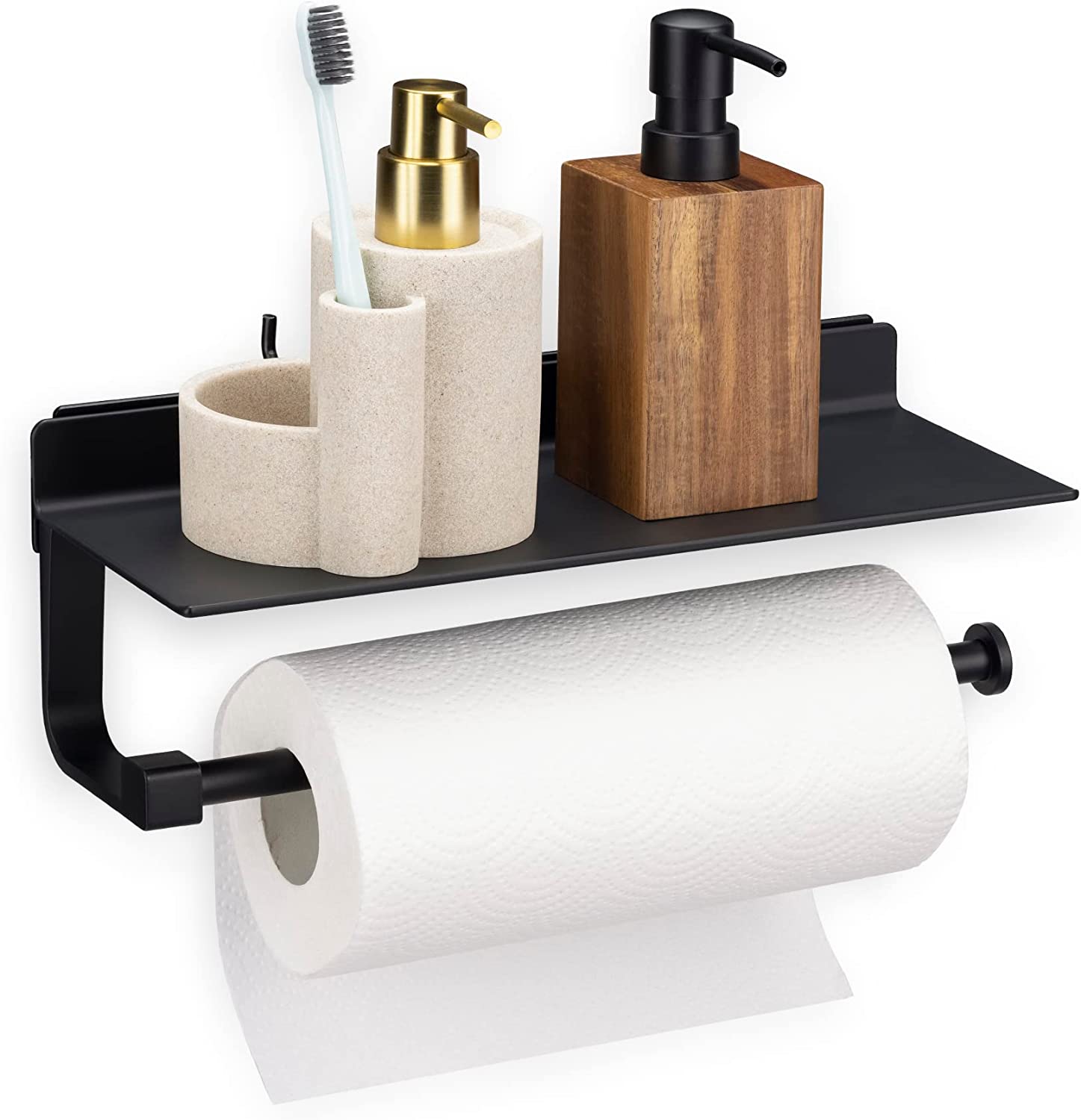 Navaris Επιτοίχια Βάση για Ρολό Κουζίνας με Ράφι - Black - 57204.01