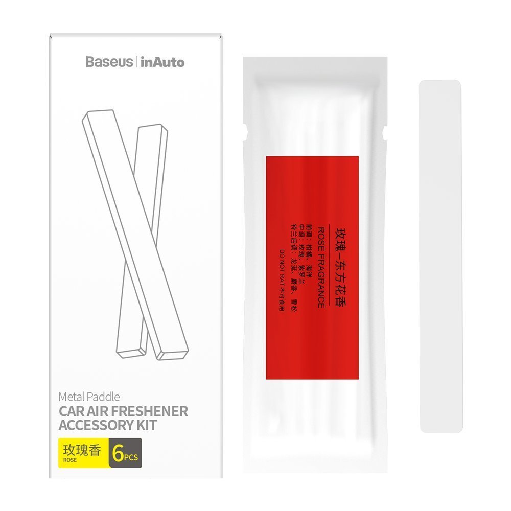 Baseus Metal Paddle Car Air Freshener Accessory Kit - Ανταλλακτικό Αρωματικό Αυτοκινήτου - Rose - 6 Τεμάχια - White - SUXUN - M0C