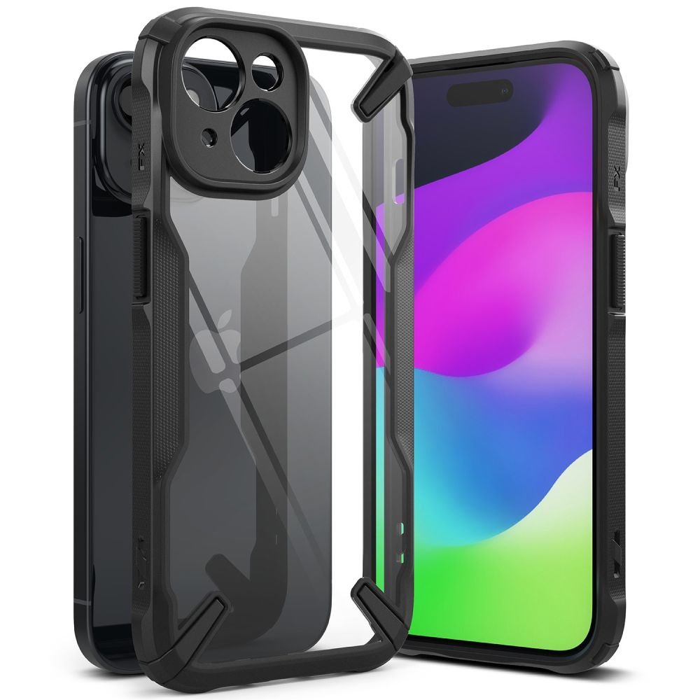 Ringke iPhone 15 Fusion X Σκληρή Θήκη με Πλαίσιο Σιλικόνης - Black - Διάφανη