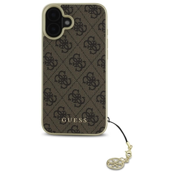 Guess iPhone 16 Plus - 4G Charms Collection - Θήκη με Επένδυση Συνθετικού Δέρματος - Brown - GUHCP16MGF4GBR