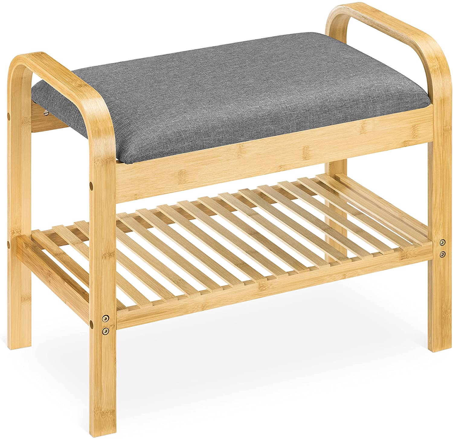 Navaris Ράφι Παπουτσιών με Κάθισμα - 60 x 50 x 33 cm - Natural Brown - 54711.01